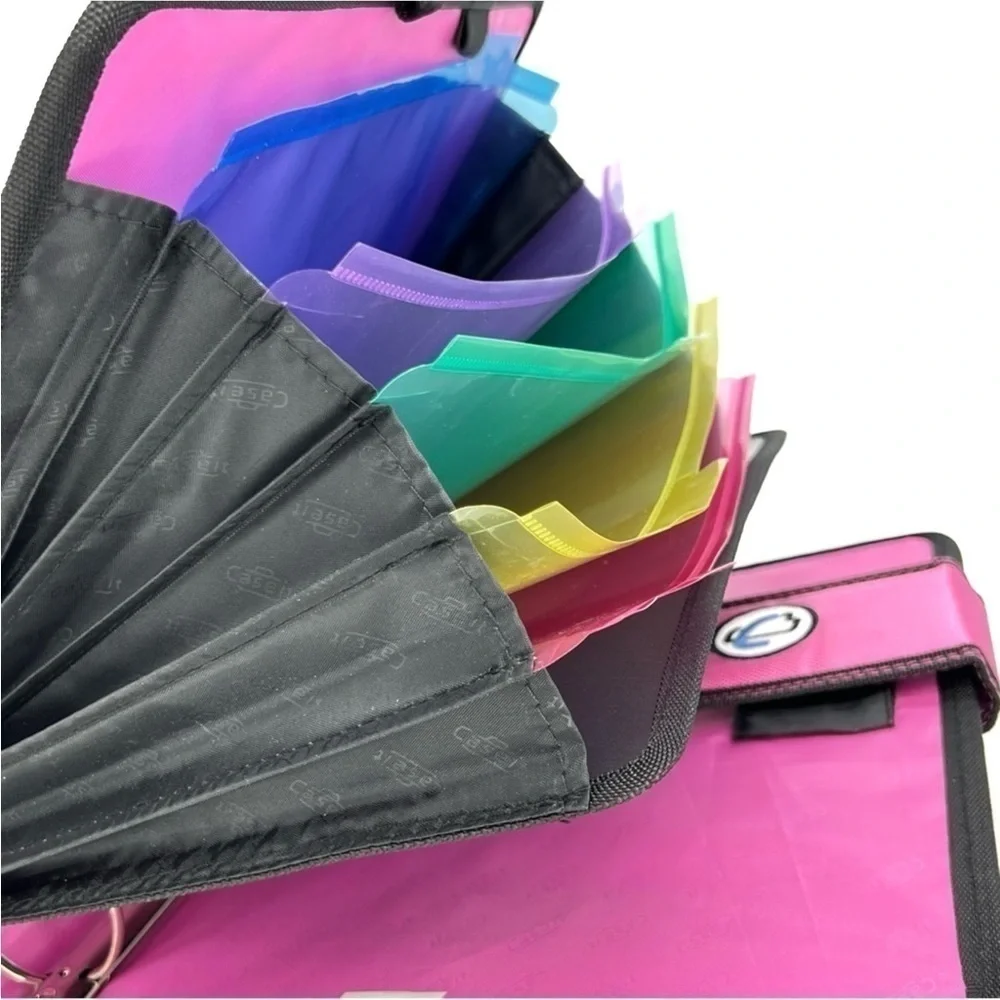 Case-It “The Open Tab” 2” Three Ring Binder Blue with Pink Polka Dots New NWT